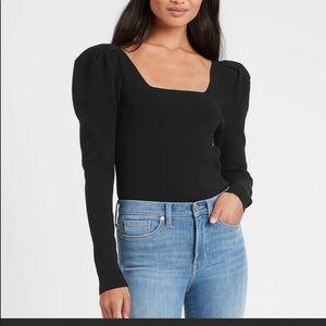 Banana Republic puff sleeve square neck sweater